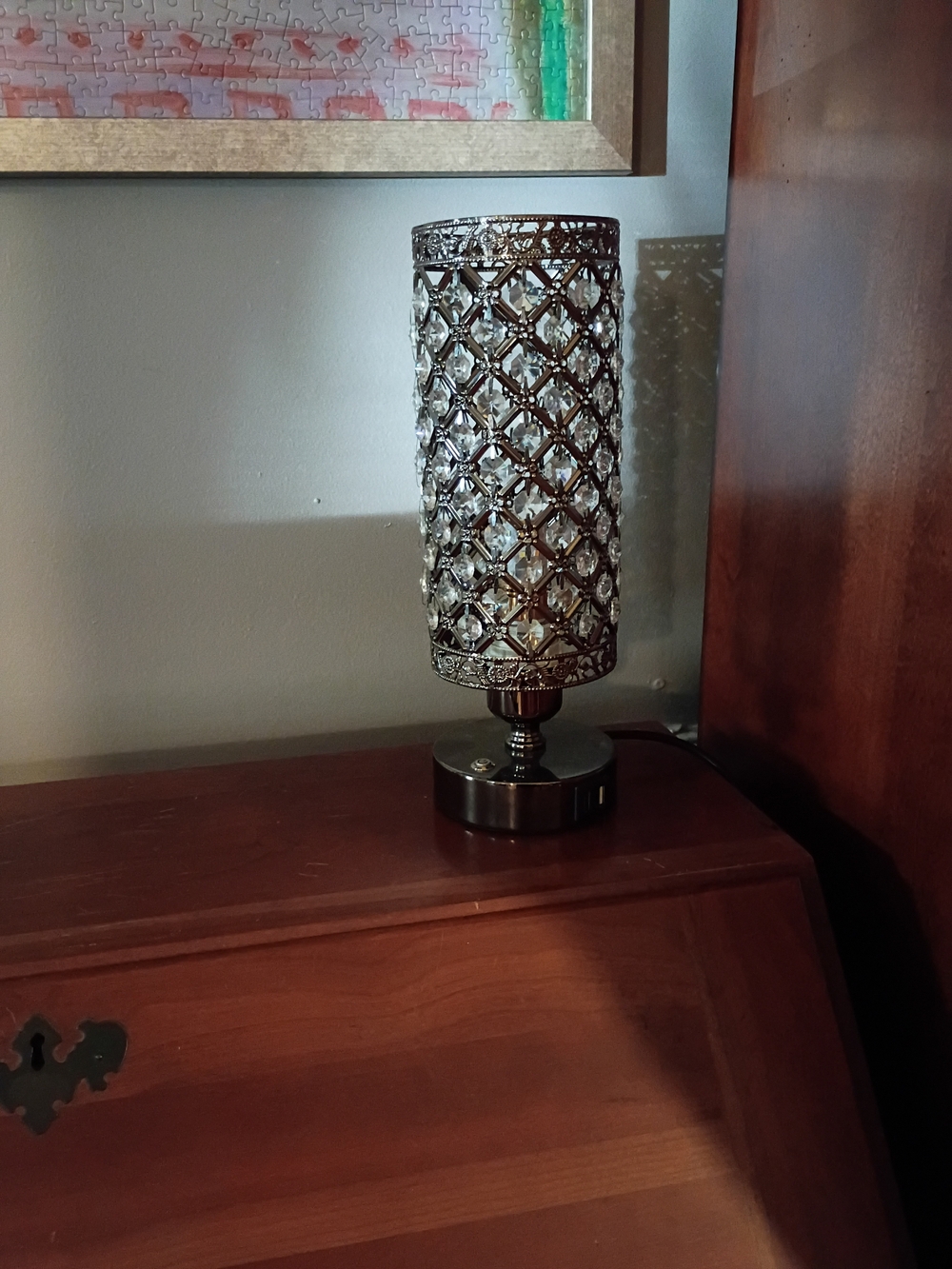 Crystal Lattice Table Lamp - Silver